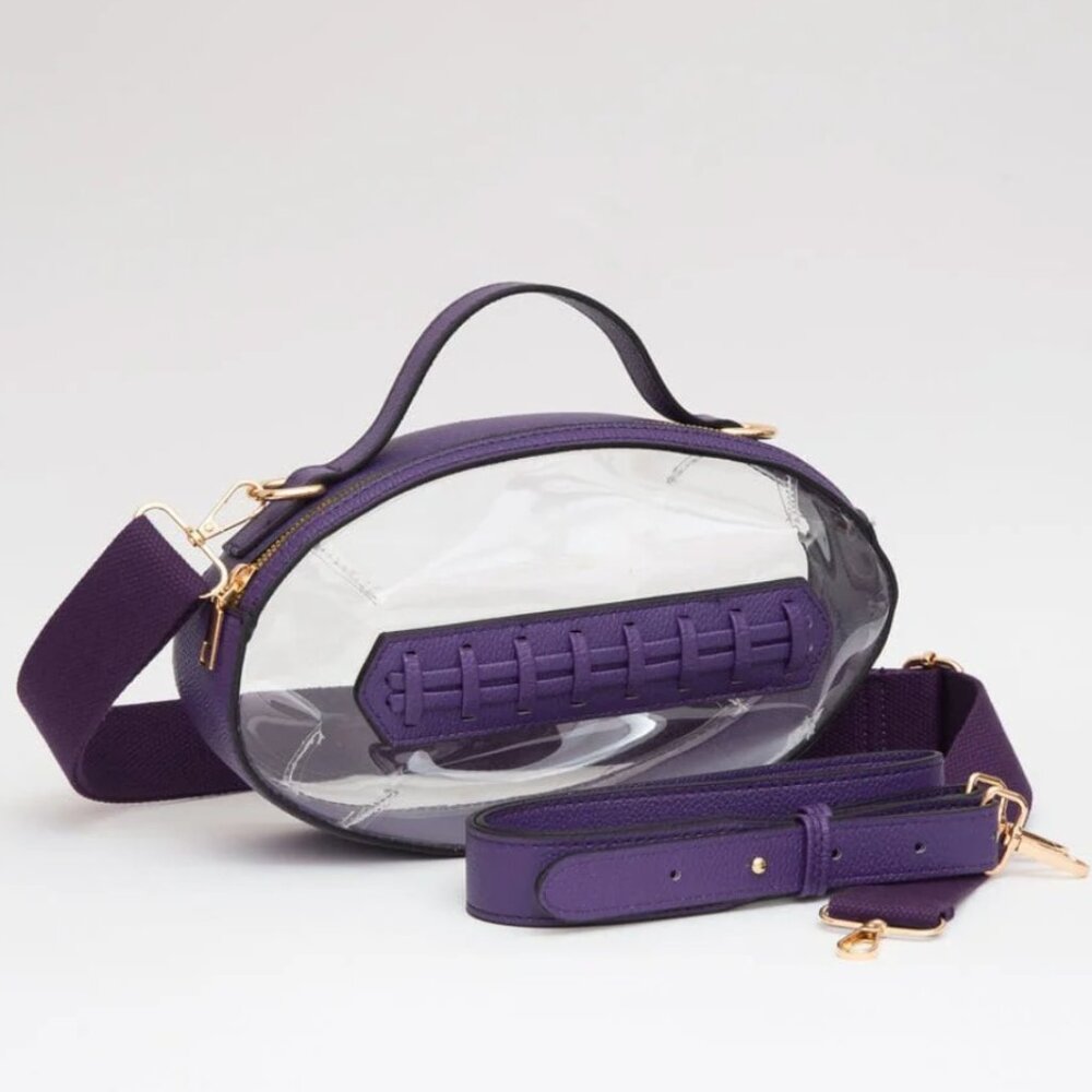 Purple Clear Stadium Approved Bag | Game Day Crossbody Purse for Football Events